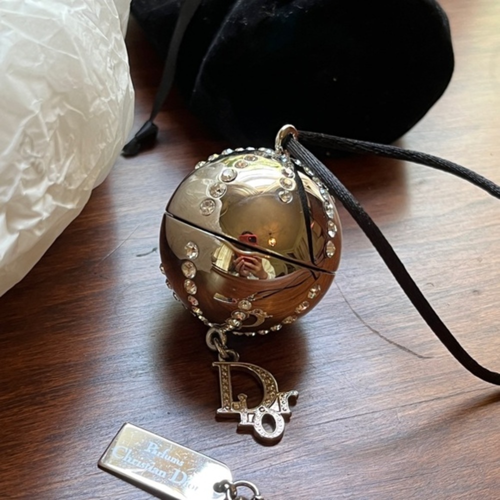 Dior Silver and Black Tag Necklace